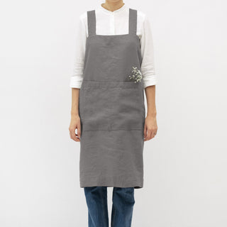 Stone Linen Pinafore Apron - Linen Tales B2B 