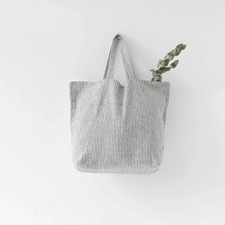 Thin Black Stripes Linen Big Bag - Linen Tales B2B 