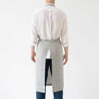 Thin Black Stripes Linen Chef Apron - Linen Tales B2B 3