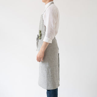 Thin Black Stripes Linen Chef Apron - Linen Tales B2B 