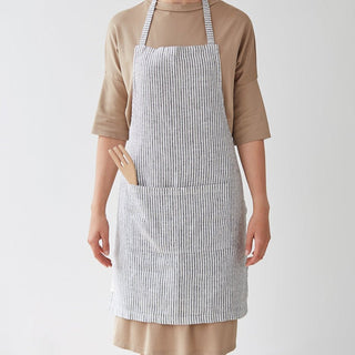 Thin Black Stripes Linen Daily Apron - Linen Tales B2B 