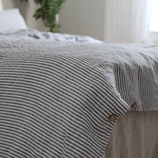 Thin Black Stripes Linen Duvet Cover - Linen Tales B2B 4