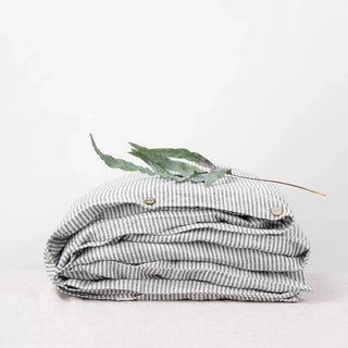 Thin Black Stripes Linen Duvet Cover - Linen Tales B2B 