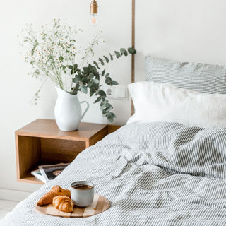 Thin Black Stripes Linen Duvet Cover - Linen Tales B2B 