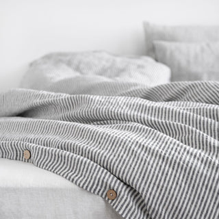 Thin Black Stripes Linen Duvet Cover - Linen Tales B2B 3