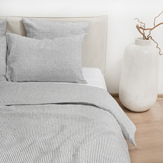 Thin Black Stripes Linen Duvet Cover Set - Linen Tales 6