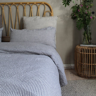 Thin Black Stripes Linen Duvet Cover Set - Linen Tales 5