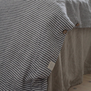 Thin Black Stripes Linen Duvet Cover Set - Linen Tales 4