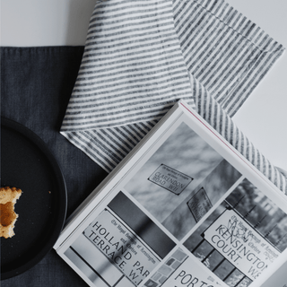 Thin Black Stripes Linen Napkins Set of 2 - Linen Tales B2B 4
