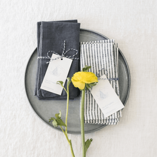 Thin Black Stripes Linen Napkins Set of 2 - Linen Tales B2B 