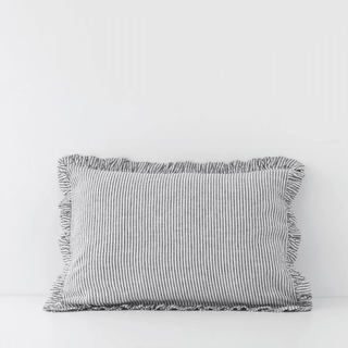 Thin Black Stripes Linen Pillowcase with Frills - Linen Tales B2B 