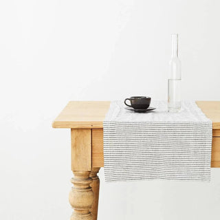Thin Black Stripes Linen Table Runner - Linen Tales B2B 