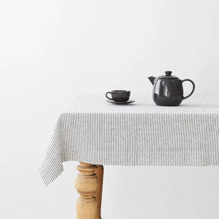 Thin Black Stripes Linen Tablecloth - Linen Tales B2B 