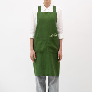 True Green Crossback Apron - Linen Tales B2B 1