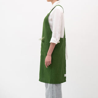True Green Crossback Apron - Linen Tales B2B 2