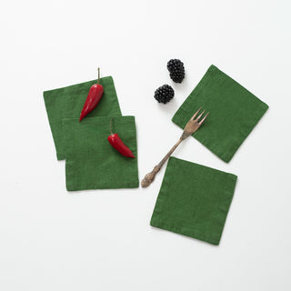 True Green Linen Coasters Set of 4 - Linen Tales B2B 