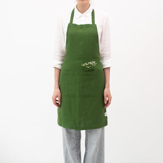 True Green Linen Daily Apron - Linen Tales B2B 