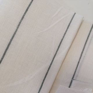 Unwashed Milk White with Grey Stripe Linen Fabric 180 g/m2 - Linen Tales B2B 