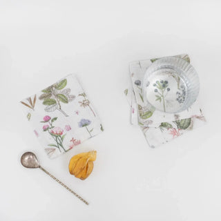 White Botany Linen Coasters Set of 4 - Linen Tales B2B 