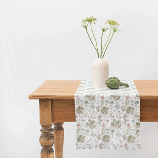 White Botany Linen Table Runner - Linen Tales B2B 1