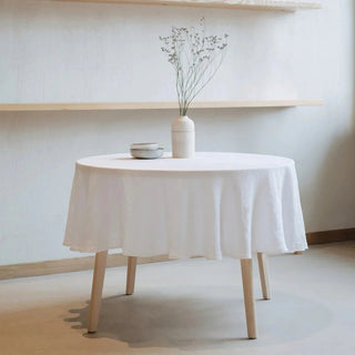 White Lightweight Linen Round Tablecloth - Linen Tales B2B 