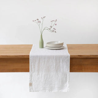 White Lightweight Linen Table Runner - Linen Tales B2B 