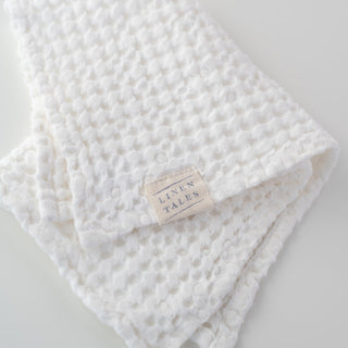 White Linen & Cotton Honeycomb Waffle Towel - Linen Tales B2B 4