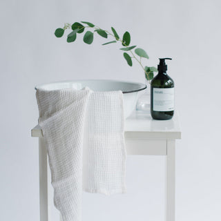 White Linen Fine Waffle Towel - Linen Tales B2B 3