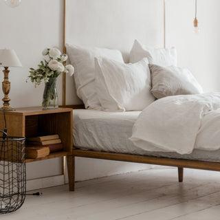 White Linen Fitted Sheet - Linen Tales B2B 