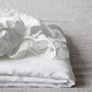 White Linen Fitted Sheet - Linen Tales B2B 