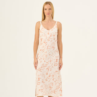 White Monstera Linen Chamomile Dress - Linen Tales B2B 
