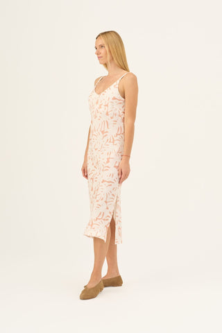 White Monstera Linen Chamomile Dress - Linen Tales B2B 