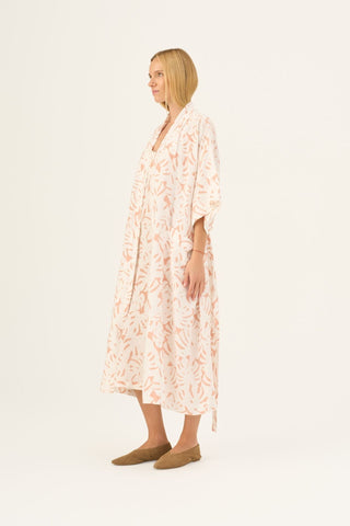 White Monstera Linen Summer Bathrobe - Linen Tales B2B 3