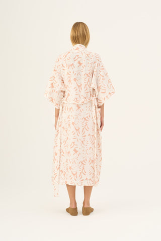 White Monstera Linen Summer Bathrobe - Linen Tales USA 8