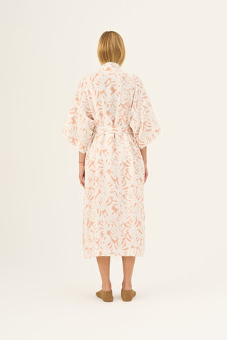 White Monstera Linen Summer Bathrobe - Linen Tales USA 10