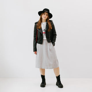 Wind Grey Linen Tulip Skirt - Linen Tales B2B 2