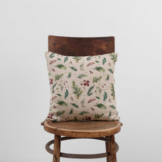 Winter Berries on Light Natural Linen Cushion Cover - Linen Tales B2B 