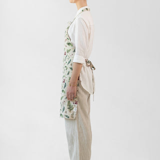Winter Berries on Light Natural Linen Daily Apron - Linen Tales B2B 
