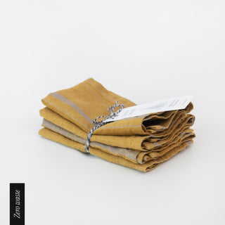 Zero Waste Amber Bronze Stripes Linen Napkins Set of 4 - Linen Tales B2B 