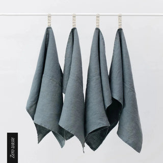 Zero Waste Blue Fog Linen Kitchen Towels Set of 4 - Linen Tales B2B 