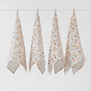 Zero Waste Fall Watercolor Linen Kitchen Towels Set of 4 - Linen Tales B2B 