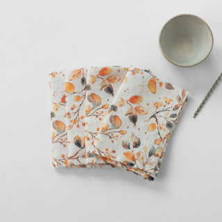 Zero Waste Fall Watercolor Linen Napkins Set of 4 - Linen Tales B2B 