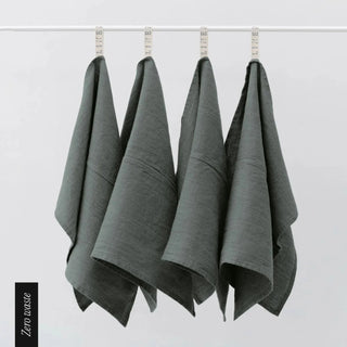 Zero Waste Forest Green Linen Kitchen Towels Set of 4 - Linen Tales B2B 