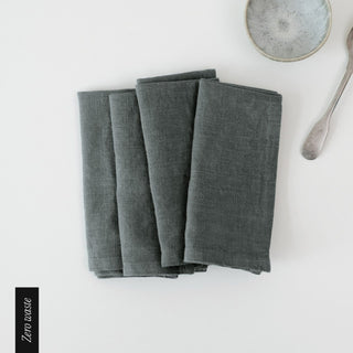 Zero Waste Forest Green Linen Napkins Set of 4 - Linen Tales B2B 