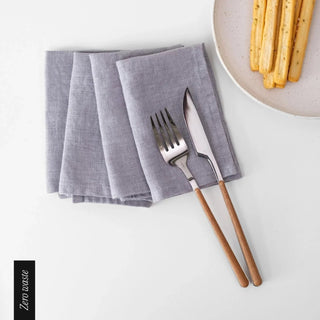 Zero Waste Light Grey Linen Napkins Set of 4 - Linen Tales B2B 