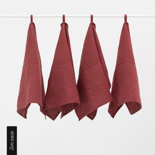 Zero Waste Marsala Linen Kitchen Towels Set of 4 - Linen Tales B2B 