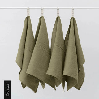 Zero Waste Martini Olive Linen Kitchen Towels Set of 4 - Linen Tales B2B 