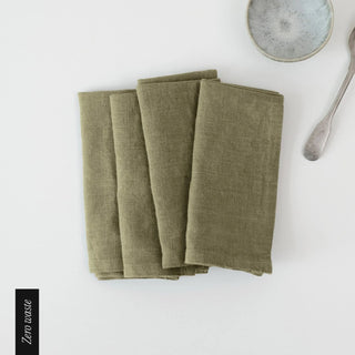 Zero Waste Martini Olive Linen Napkins Set of 4 - Linen Tales B2B 