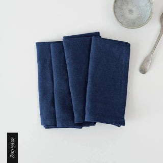 Zero Waste Navy Linen Napkins Set of 4 - Linen Tales B2B 