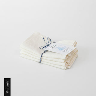 Zero Waste Off - White Linen Napkins Set of 4 - Linen Tales B2B 